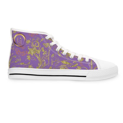 Floral Butterfly Light Purple | White Trim Bohemian HighTops - Image 7