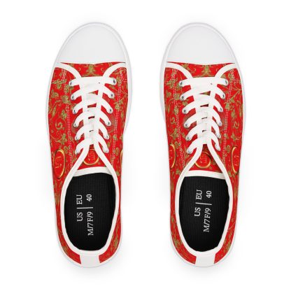 Bohemian Butterfly Red | White Trim Floral LowTops - Image 6