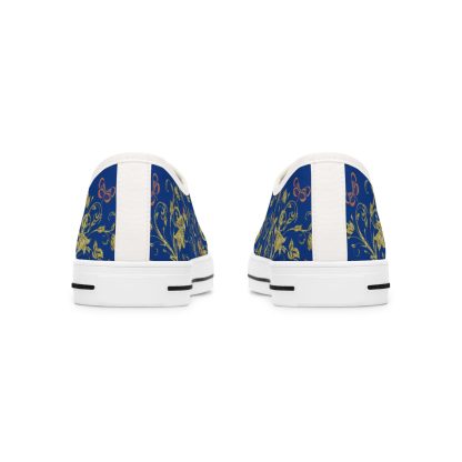 Bohemian Butterfly Dark Blue | White Trim Floral LowTops - Image 7