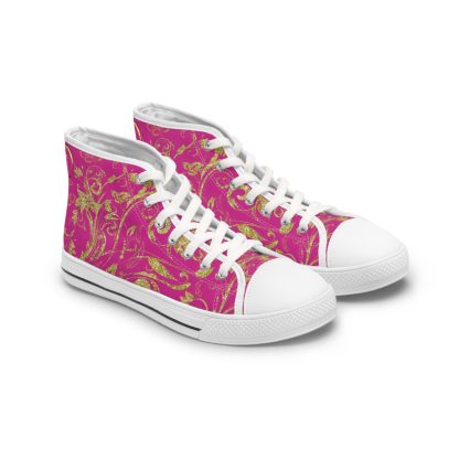 Floral Butterfly Pink | White Trim Bohemian HighTops