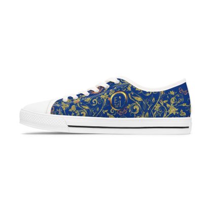 Bohemian Butterfly Dark Blue | White Trim Floral LowTops - Image 5