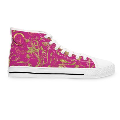 Floral Butterfly Pink | White Trim Bohemian HighTops - Image 4