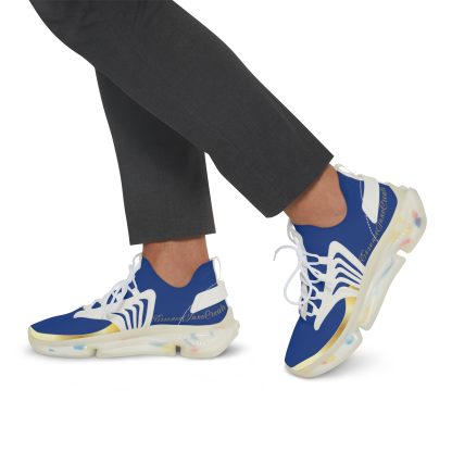 EssenceInnoCreate Dark Blue | Mens White Trim Mesh Sneakers - Image 10