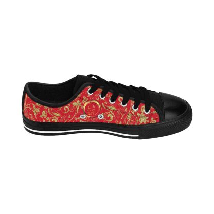 Bohemian Essence Dark Red | Luxe Black Trim LowTop Sneakers - Image 5