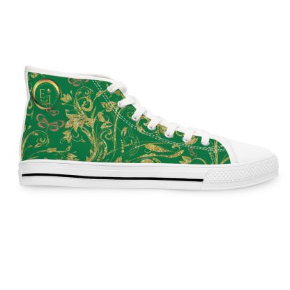 Floral Butterfly Green | White Trim Bohemian HighTops - Image 4