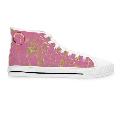 Floral Butterfly Light Pink | White Trim Bohemian HighTops - Image 4