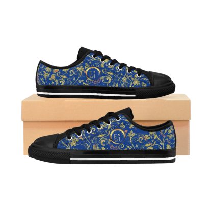 Bohemian Essence Dark Blue | Luxe Black Trim LowTop Sneakers - Image 2