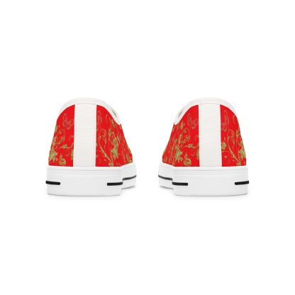 Bohemian Butterfly Red | White Trim Floral LowTops - Image 7