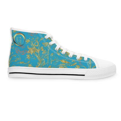 Floral Butterfly Turquoise | White Trim Bohemian HighTops - Image 4