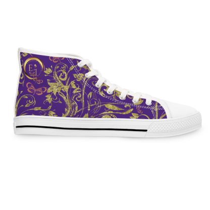 Floral Butterfly Purple | White Trim Bohemian HighTops - Image 4