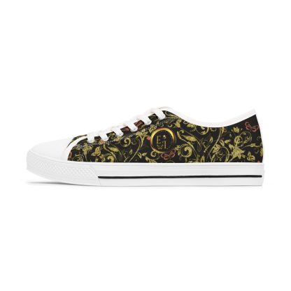 Bohemian Butterfly Black | White Trim Floral LowTops - Image 2
