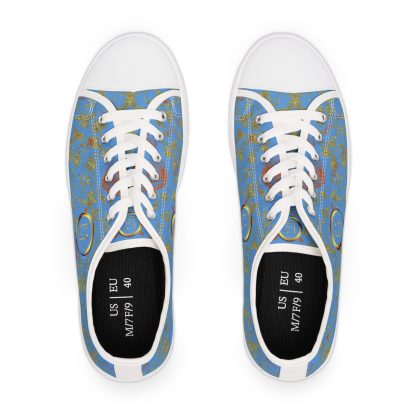 Bohemian Butterfly Light Blue | White Trim Floral LowTops - Image 6