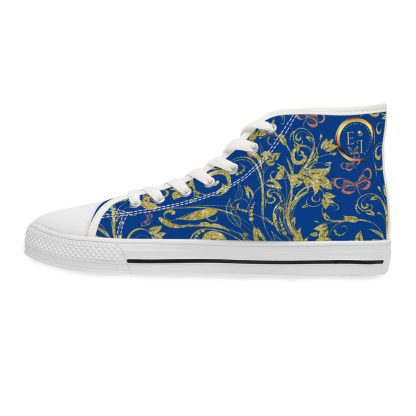 Floral Butterfly Dark Blue | White Trim Bohemian HighTops - Image 6