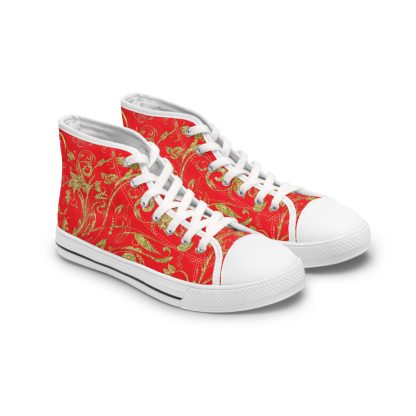 Floral Butterfly Red | White Trim Bohemian HighTops