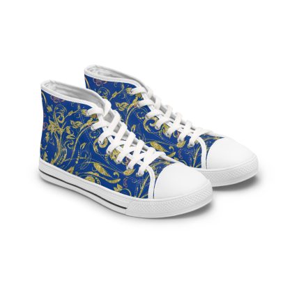 Floral Butterfly Dark Blue | White Trim Bohemian HighTops