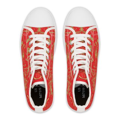Floral Butterfly Red | White Trim Bohemian HighTops - Image 2