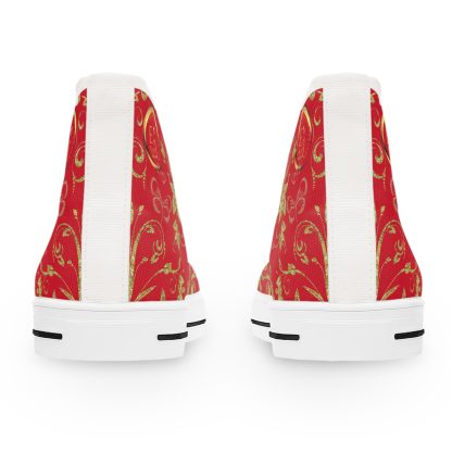 Floral Butterfly Dark Red | White Trim Bohemian HighTops - Image 3