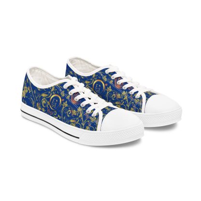 Bohemian Butterfly Dark Blue | White Trim Floral LowTops