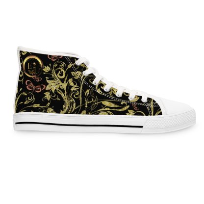 Floral Butterfly Black | White Trim Bohemian HighTops - Image 4