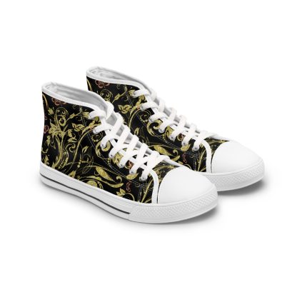 Floral Butterfly Black | White Trim Bohemian HighTops