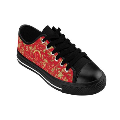 Bohemian Essence Dark Red | Luxe Black Trim LowTop Sneakers - Image 9