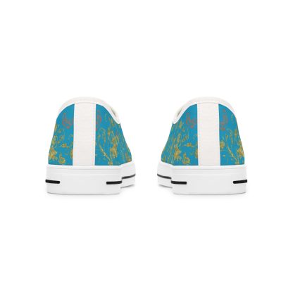 Bohemian Butterfly Turquoise | White Trim Floral LowTops - Image 7