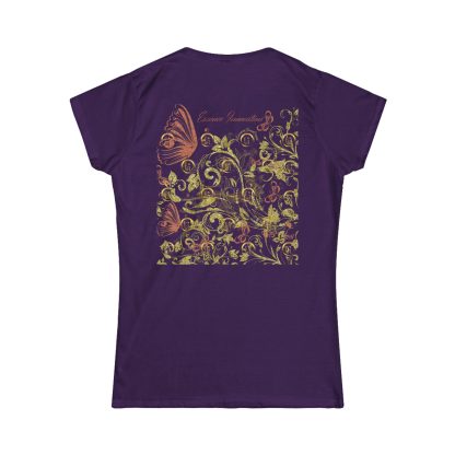 Floral Butterfly T-Shirt in Purple – Boho Cotton Women’s Tee - Image 2
